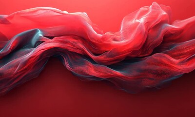 Poster - Abstract Red Silk Flowing Fabric for Elegant Backgrounds and Textile Designs with Smooth Gradient Color