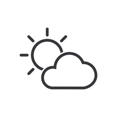 isolated outline icon day with sun and cloud, sunny weather icon