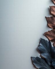 Poster - A single green leaf elegantly positioned against a clean white background for minimalist appeal