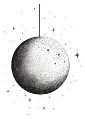 Wall Mural - png disco ball and moon astronomy drawing sphere.