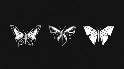Geometric butterfly designs, dark background, graphic art, website design