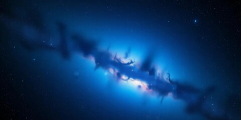 Wall Mural - Dark blue galaxy, vibrant nebulae, twinkling stars, cosmic dust, background, mysterious