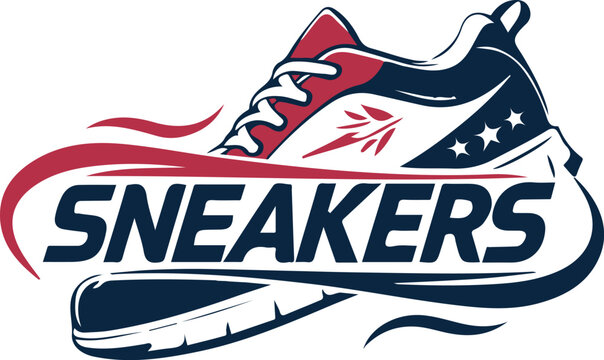 Sneakers logo design vector illustration.