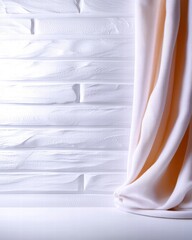 Poster - Soft white curtain with bold orange stripes creating a bright and cheerful atmosphere in any room