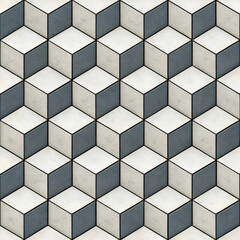 Fototapete - 3D isometric tile pattern cube illusion seamless