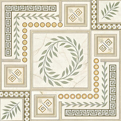 Poster - Ancient Greek marble panel pattern seamless vector