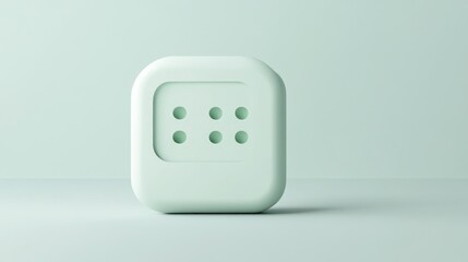 Minimalist green app icon on pale background; software interface