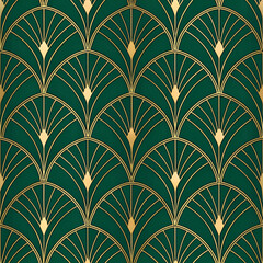 Fototapete - Art Deco geometric elegance seamless vector pattern