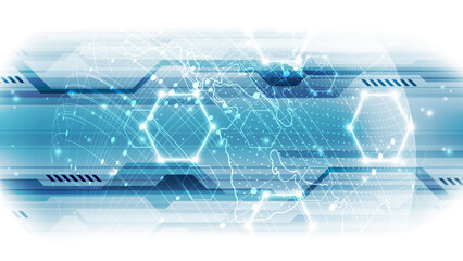 Poster - bstract technology background with globe and circuit board. Vector Illustration.