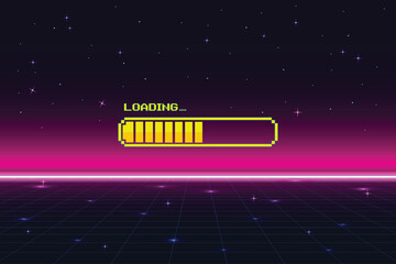 Wall Mural - loading. pixel art. 8 bit. retro game. for game assets in vector illustrations. retro futurism sci-f
