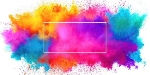 Poster - A colorful explosion of paint with a white frame
