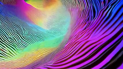 Poster - Surreal 3D Visualization of Flowing Interwoven Vibrant Stripes in Dynamic Movement