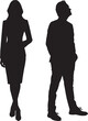 © Masud010 - Businessman and businesswoman silhouettes standing together against a white background
