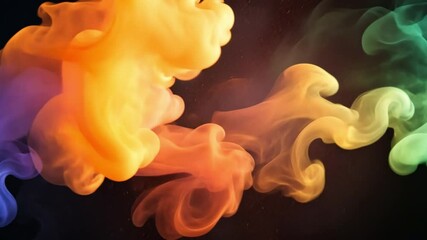 Poster - colorful smoke swirls in vibrant shades of orange, purple, and green create abstract background text