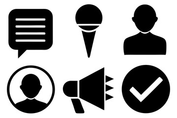 Wall Mural - tick and ok silhouette vector icon set, vector set of speech and talk bubbles illustrations, set of 