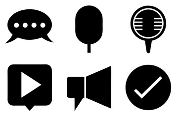 Wall Mural - tick and ok silhouette vector icon set, vector set of speech and talk bubbles illustrations, set of 