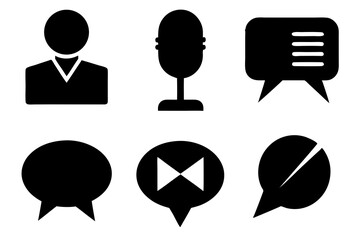 Wall Mural - tick and ok silhouette vector icon set, vector set of speech and talk bubbles illustrations, set of 