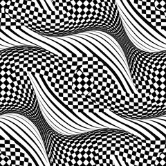 Poster - Optical illusion wave grid pattern seamless vector design
