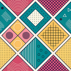 Poster - Postmodern color block grid pattern seamless vector design