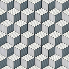 Fototapete - 3D isometric tile pattern cube illusion seamless