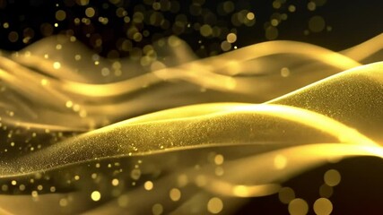 Poster - mesmerizing abstract background of flowing golden waves and shimmering particles, showcasing eleganc