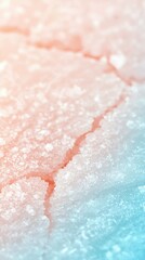 Poster - Close Up of Icy Texture with Cracks Pastel Pink and Blue Hues