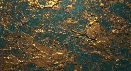 Poster - A wall with gold and green paint