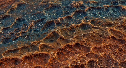 Aufkleber - The image is of a rocky, brown surface with a blue and black pattern