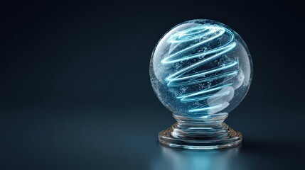 Poster - Stunning clear glass ball featuring a swirl pattern powered by inner glowing energy spirals and luminescent design