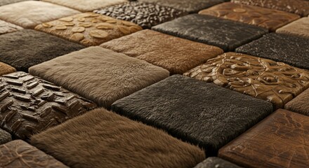 Poster - A collection of different textures and patterns of fur and leather