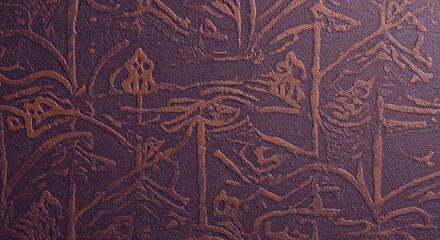 Poster - A purple wall with a tree pattern