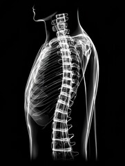 Poster - X-ray Scan Animation Illustrating Lung Damage Caused by Smoking in a Clean and Technical Layout Showcasing Respiratory Issues