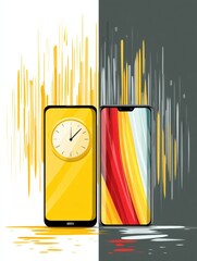 Aufkleber - Old Versus New Smartphone Comparison Illustrating Technological Progression and Design Evolution in Mobile Devices Over Time
