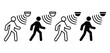 © looli - Motion Sensor Detection Icon Black and White Walking Figures and Sensors Illustration Vector Design