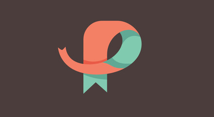 Poster - Abstract ribbon logo design with modern geometric shape and pastel color palette for creative branding and marketing