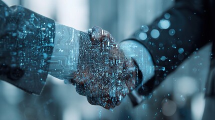 Poster - Handshake Between Two Business Professionals with Digital Elements