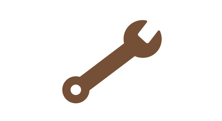 Poster - Brown wrench tool flat vector icon isolated on white background for repair maintenance and construction jobs perfect for engineering and technical designs