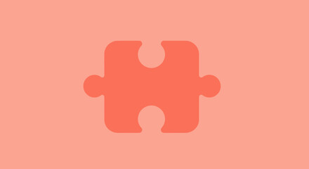 Aufkleber - Coral puzzle piece on a matching background symbolizing problem solving and integration with a simple and minimalist design for creative projects