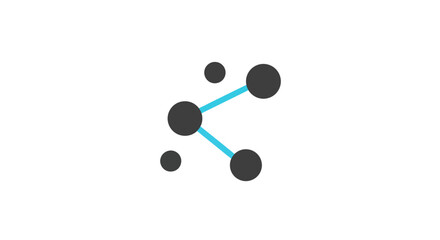 Aufkleber - Creative molecule network connection concept with gray circles and blue lines on white background for scientific and technological presentations