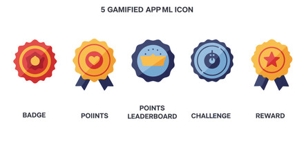 Poster - Gamified app icons for badges points leaderboard challenge and reward a modern design perfect for UI UX and mobile application development and game design
