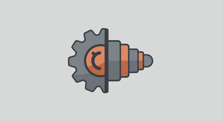 Poster - Gear and Cog Mechanism Illustration Representing Engineering, Innovation, and Technological Progress in Grey and Orange