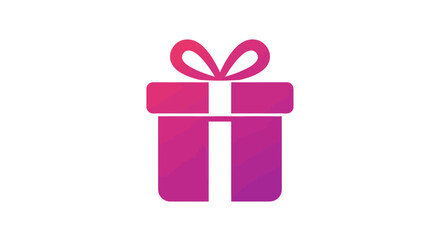 Poster - Gradient pink gift box vector graphic illustration for birthday or holiday celebration with ribbon and bow for greeting card