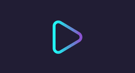 Poster - Gradient play button icon with glowing neon effect on dark background for multimedia projects and presentations