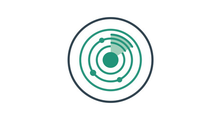 Poster - Green radar screen icon on white background showing detection and scanning for security and technology concepts