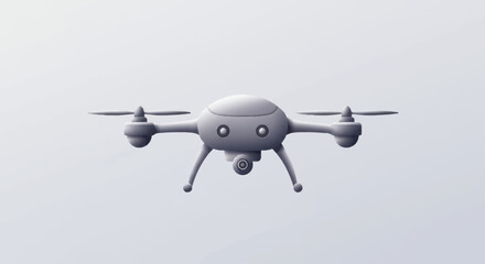 Poster - Isolated futuristic drone hovers gently in studio shot creating a modern tech feel highlighting unmanned aerial vehicle and its potential applications