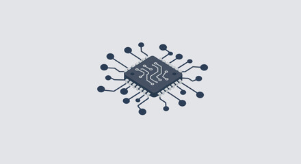 Fototapete - Isometric chip illustration showcasing advanced technology and digital connectivity for innovative solutions