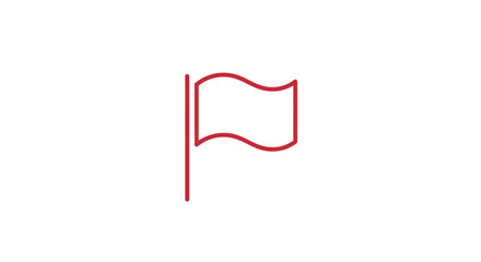 Poster - Minimalist red flag icon on white background symbolizes alert and warning sign