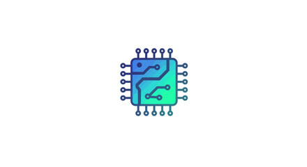 Aufkleber - Modern technology concept featuring a vibrant gradient microchip design isolated on a clean white background symbolizing innovation and connectivity