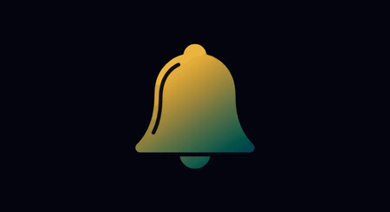 Poster - Notification alert bell icon with gradient color scheme against a dark background for design elements