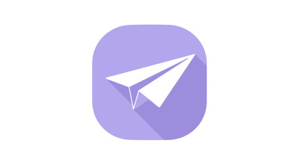 Fototapete - Paper airplane icon on pastel purple background symbolizes sending messages and communication for modern design and apps